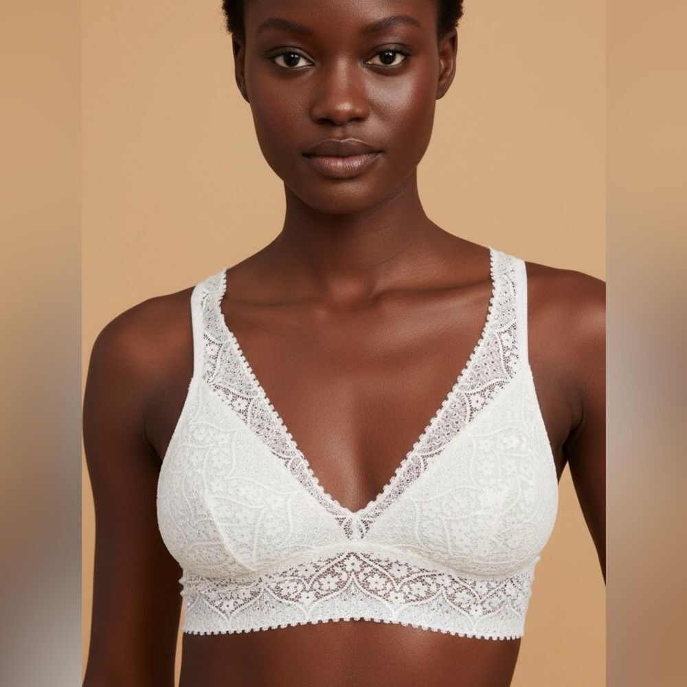 Aerie Women's‎ Eyelash Lace Racerback Bralette White Size M